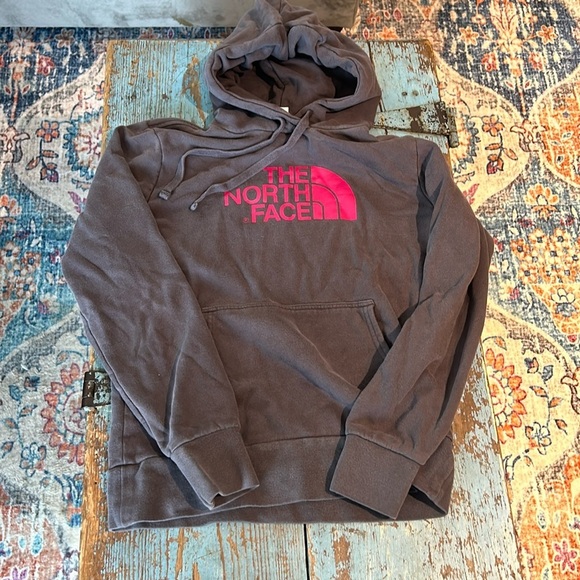 The North Face Hoodie, Gray with Pink Logo, Size Medium - Picture 1 of 3